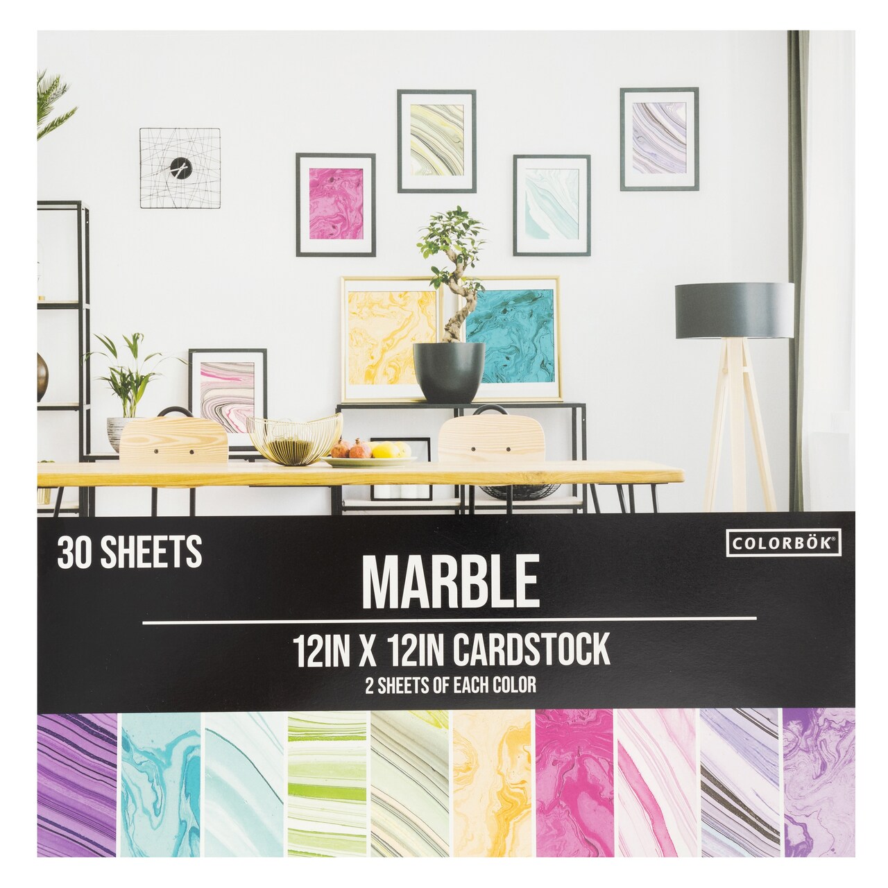 Colorbok 78lb Single-Sided Printed Cardstock 12"X12" 30/Pkg-Marble